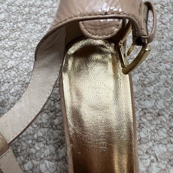 Donald J Pliner Sz 8.5 Viana Tan Strappy Thong Heel Sandals Made in Italy Slide - Picture 4 of 9